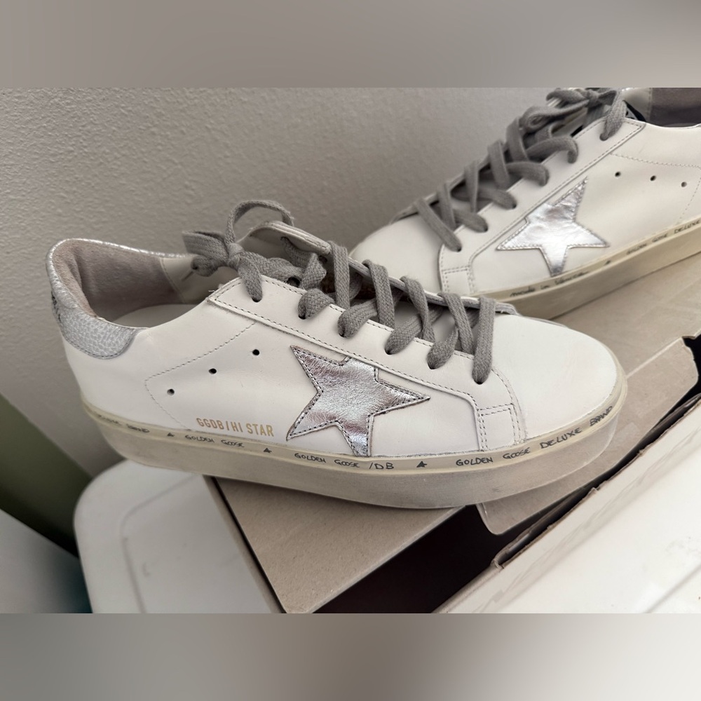 COPY - Golden goose hi star sneaker in white & silver size 38.. - Picture 4 of 9